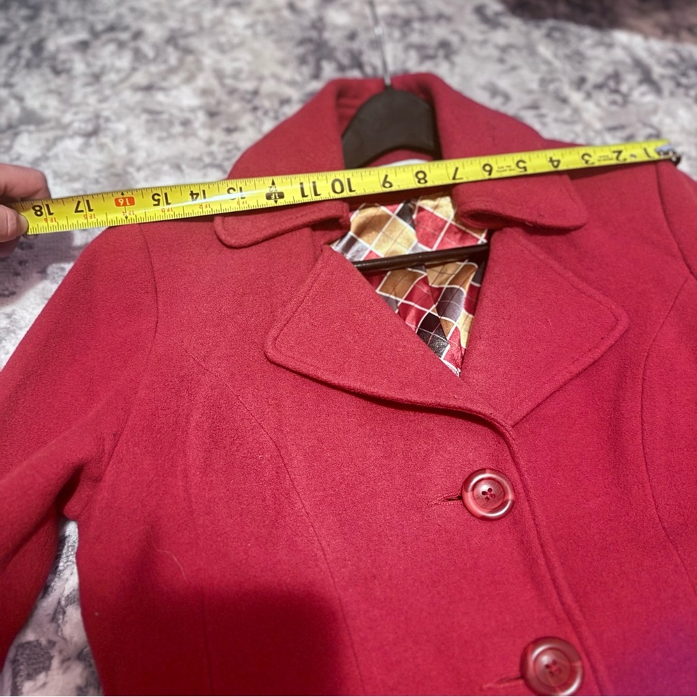 CAbi wool Lined Pea Coat cranberry red size 6 style 619 - Picture 9 of 12